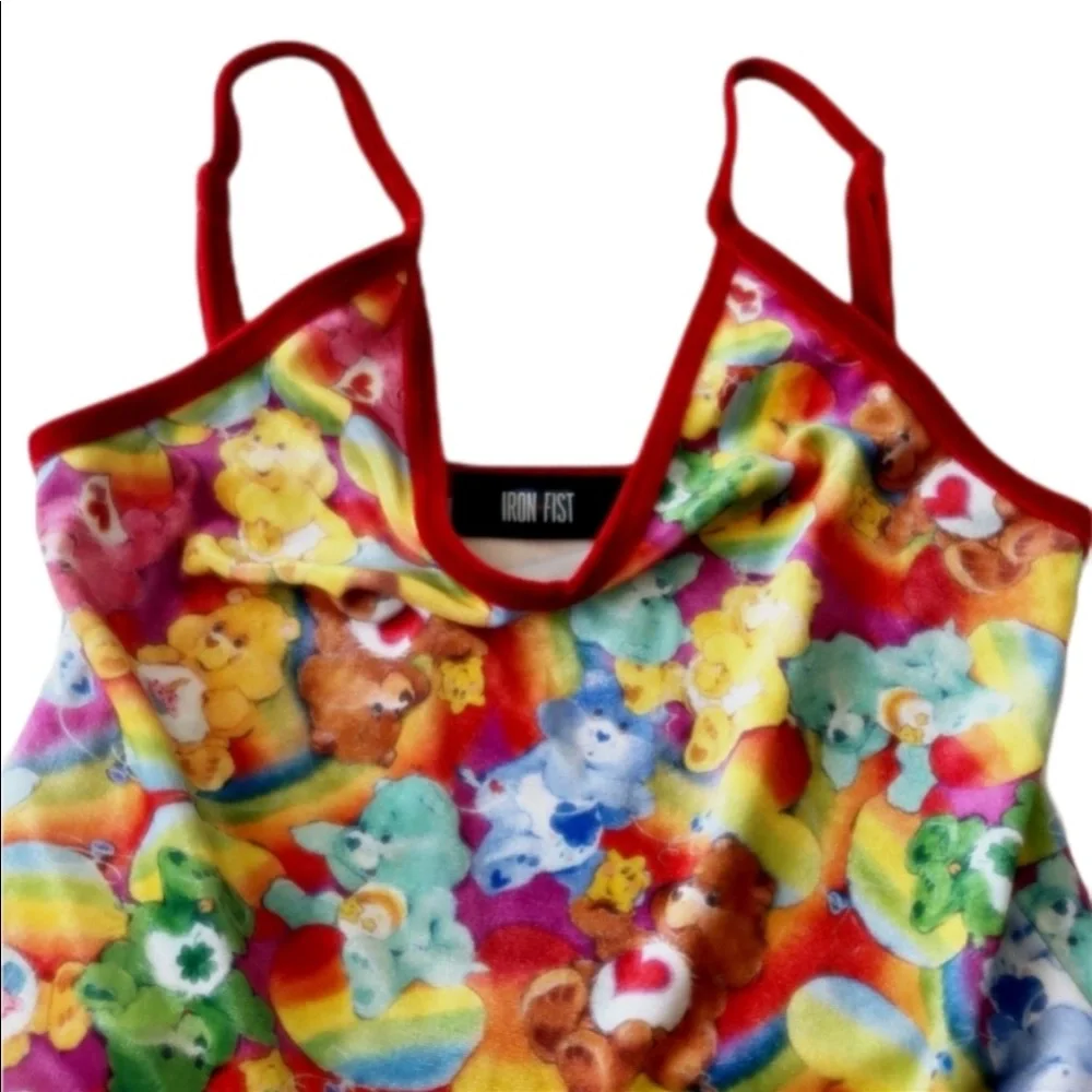 🎀✨🎀 Iron Fist & CARE-BEARS collab Flirty Velvet fit & flare Twirl Dress NWT - Picture 5 of 12